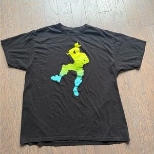 Mens Large Fortnite game T-Shirt XL  Black Neon Green  Silhouette Loser Dance